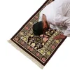 Portable Muslim Bön Rug Tjock Islamisk Turkisk Chenille Bön Matta Vintage Blomblad Mönster Vävnad Tassel Blanket 220301