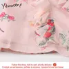 YITIMUCENG Çiçek Baskı Bluz Kadın Ruffles Yay Dantel Yukarı Straplez Gömlek Gevşek Şifon Giysi Yaz Moda Tops 210601