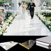 結婚式の装飾センターピースミラーカーペット通路ランナーホワイトゴールドシルバーダブルサイドデザインパーティTステーションカーペット20mロール