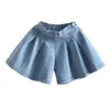 Summer Casual 3 4 5 6 7 8 9 10 11 12 Years Baby Children Solid Color Cotton Big Size Loose Denim Shorts For Kids Girls 210701