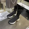 Designer Donna Calzini Stivali Stivaletti Maglia Elasticità Autunno Inverno Moda Scarpe casual Tacco basso Tacco piatto Stivaletti da donna Lusso di alta qualità