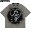 Män t-shirt Hip Hop Dark Streetwear Tie Dye Tshirt Skriv ut Harajuku Sommar Kortärmad T-shirt T-shirt Toppar Tees Oversize 210629