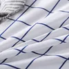 Bedding Sets 3/4pcs Home Textile White Blue Plaid Duvet Cover Pillow Cases Flat Bed Sheet Simple Nordic Linen Set For Teen Boy Girl