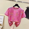 Tie Dye Printing Topp Tees Kortärmad Kvinna Tshirt Harajuku Lös trend Vild Par Sommar Bomull Tunn T-shirt 210604