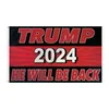 Trump 2024 kommer att vara tillbaka Flagga Banderoller Presidentval Supportrar Flaggor Banner