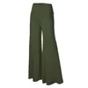 Womens Plus Size High Waist Wide Leg Maxi Long Pants Solid Color Office Lady Loose Stretch Pleated Palazzo Lounge Trousers S-3X 210915