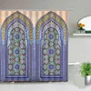 Marrocos Bohemian Mandala Blue Chuveiro Cortina Estilo Nacional Portas Banheiro Decoração de Tecido Impermeável Decoração Com Ganchos 211116