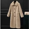Coreano Outono e inverno Mulheres Cordeiro Lã Camisola Casaco Médio e Long Fashion Shearing Coat 211207