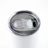 Sublimering DIY CUPS 20OZ Svart vit tumblers med lock halm rostfritt stål dricks kopp vakuum isolerad rånar havsfartyg RRB11099