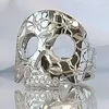 Hochzeit Ringe Luxus Männlich Weiblich Kristall Hohl Schädel Ring Charme Silber Farbe Engagement Punk Weiß Zirkon Für Frauen Männer