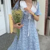 All Match Femme Femme Florals Florals chic Long Dress Printing Vintage Slim Party Casual Princess Vestidos 210525