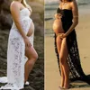 Pary Maternity Fotografia Koronkowa Dress Rekwizyty Maxi Suknia macierzyńska Fantazyjne strzelanie fotograficzne Summer Sukienka w ciąży Plus Size Q0713