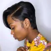 레이스 가발 Beaudiva 짧은 Pixie 컷 스트레이트 인간의 머리카락 브라질 레미 기계 여성을위한 측면 부품 가발