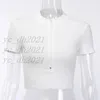 Kvinnor Crop Tops Sexiga Dragkedja Kortärmade T-shirts Dam V-ringad Toppar Sommarmode Damskjortor Flickor Casual Tees,Gratis frakt