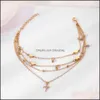 Anklets sieraden 2021 Love Cross Rhinestone Mti-Layer Anklet Footwear Drop levering H3ICA