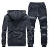MANTLCONX Tracksuit Sets Men Autumn Winter Hooded Sweatshirt Pants Thicken Sportswear Male Suit Two Piece Set Casual 201210
