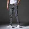 Erkek kot marka bisikletçinin erkekler streetwear uzun ince kot pantolon sıska orta bel hafif elastik moda 2021 erkek arkadaşı