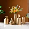 Złoty szklany wazon Home Decor Kwiat Europejski Room Nowoczesne Wesele Hydroponic Rośliny Pojemniki 211215