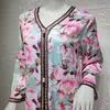 Casual Dresses Mellanöstern Muslim Kvinnor Kläder Oman Arabiska Blommor Abaya Ramadan Eid Jalabiya Dubai Turkiet Marockansk Kaftan Hijab Dress