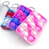 Push Bubble Silicone Keychain Sensory Toys Kids Mental Aritmetic Puzzle Toy Tie Dye Finger Per Fun Puzzle Stress Relief 19 Colors G53EQNP3890296