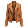 Femme's Cuir Faux Nice Automne et hiver Collier Vestes PU Vestes Femmes Veste de Prestige Noir Rose Rouge Moker Manteau