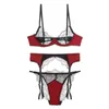 NXY set sexySet di mutandine lingerie sexy con anello in acciaio mezza tazza mutandine giarrettiera raccolte tre pezzi reggiseno retrò in raso bralette di grandi dimensioni 1129