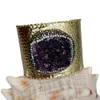 YYGEM NATURAL Amethyst Druzy Rough Raw Bangle With Gold Plated Manschett