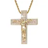 Bling drop Cubic cyrkon Jezus Cross Naszyjnik