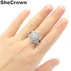 Cluster Rings 20x20mm Romantic Created Green Amethyst White Sapphire CZ Gift For Sister Silver8320742