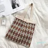 Avondtassen student retro grote capaciteit weven schouder voor vrouwelijke luxe wol handtassen vrouwen causale shopper pakketten