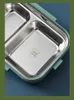 Stainless Steel LunchBox Bento Box For Kids Office Worker 2 Compartments Microwae Heating Lunch Container Food Storage Box 210925