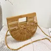 Avondtassen 2021 Zomer Luxe Designer Handtassen Voor Vrouwen Schoudertas Hollow Out Bamboe Geweven Strand Mobiele Telefoon Portemonnee bolsos