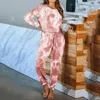 女性のパジャマのセットネクタイ染料のラウンジ着用ホームウェアスーツLoungewear睡眠スリーウェア210809