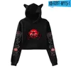 Hoodies masculino moletons de estojo de impressão gato colhido menina manga comprida com capuz pulôver colheita tops doce sexy mar maré solto 2021 pano