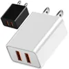 Draagbare Snelle Snelle Dual Usb-poorten Eu US Lader Ac power Adapters Voor Iphone 6 7 8 plus xr Samsung lg