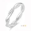 Bröllopsringar Eampti Kvinnor Eternity Ring Twisted Rope Copper Cubic Zirconia Engagement Band Storlek 5 till 11