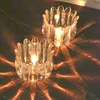 Crystal Glass Tulipas Votivo Votivo Titular Flor Pétala Pétala Tealight Vaso de decoração de jarra perfumado para casamento em casa âmbar claro