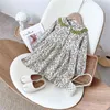 Gooporson Fall Flower Dress for Girls Korean Fashion Long Sleeve Princess Dress Cute Little Children Costume Children Clothes 210715