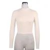 Viifaa Mock Neck Binder Tie Back Sexy Backcroped Sweater Herfst Kleding Dames Lange Mouwen Top Slanke Pullover X0721