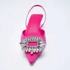 ZA Chaussures d'été pour femmes Chaussures de mariage rose rose à paillettes Chaussures documentaires exposées 210624