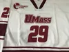 #29 JONATHAN QUICK UMASS MINUTEMEN Хоккейный трикотаж с вышитой вышивкой Настройте любой номер и имя Трикотажные изделия