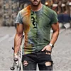 Męska Moda Vintage List Drukowane Krótki Rękaw Tshirts Lato Oversized O Collared Grafika T Shirt dla mężczyzn Odzież 210716