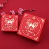 Chinois Asiatique Style Rouge Double bonheur De Mariage Faveurs et cadeaux Box Package Bride Groom Party Candy 50pcs 210805