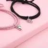 Link Cadeia Heart Bracelet Pingente de aço de pulseiras de casal para amizade de amizade com corda de trança duas metades jóias 1pair kent22