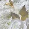 Weißgold 3D-Blumen-Wandpaneel, Blumenläufer, Hochzeit, künstliche Seide, Rose, Pfingstrose, Hochzeitshintergrund, Dekoration, 24 Stück/Los TONGFENG