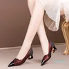 Dress Shoes Female Fashion Sweet High Quality Navy Blue Slilp On Spring Heel Women Casual Summer Red Pumps Zapatos De Mujer F9282