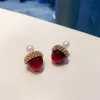 Stud 2021 Fashion Jewelry Red Cherry Earrings Koreaans high-end gevoel van prachtige creatieve cadeau-oorbellen.