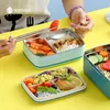 WARDBUY Japon 18/8 Paslanmaz Çelik Öğle Yemeği Kutusu Çocuklar için Taşınabilir Sızdırmaz Bento Kutusu Sofra Gıda Saklama Kabı 210925
