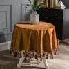 Curtain & Drapes Tablecloth Fabric Round Table Tassel American Dutch Velvet Dark Green Large Light Luxury Coffee Custom