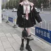 Japon Kawaii Fermuar Pembe Kadın Ceket Kore Renk Eşleştirme Kış Giysileri Gevşek Sevimli Kadın Coat Manteau Femme 210818 Tops